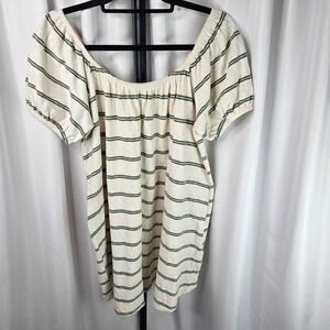 American Eagle Outfitters | Dresses | New American Eagle Dress White Green  Striped Babydoll Tunic 0 Cotton Size M | Poshmark